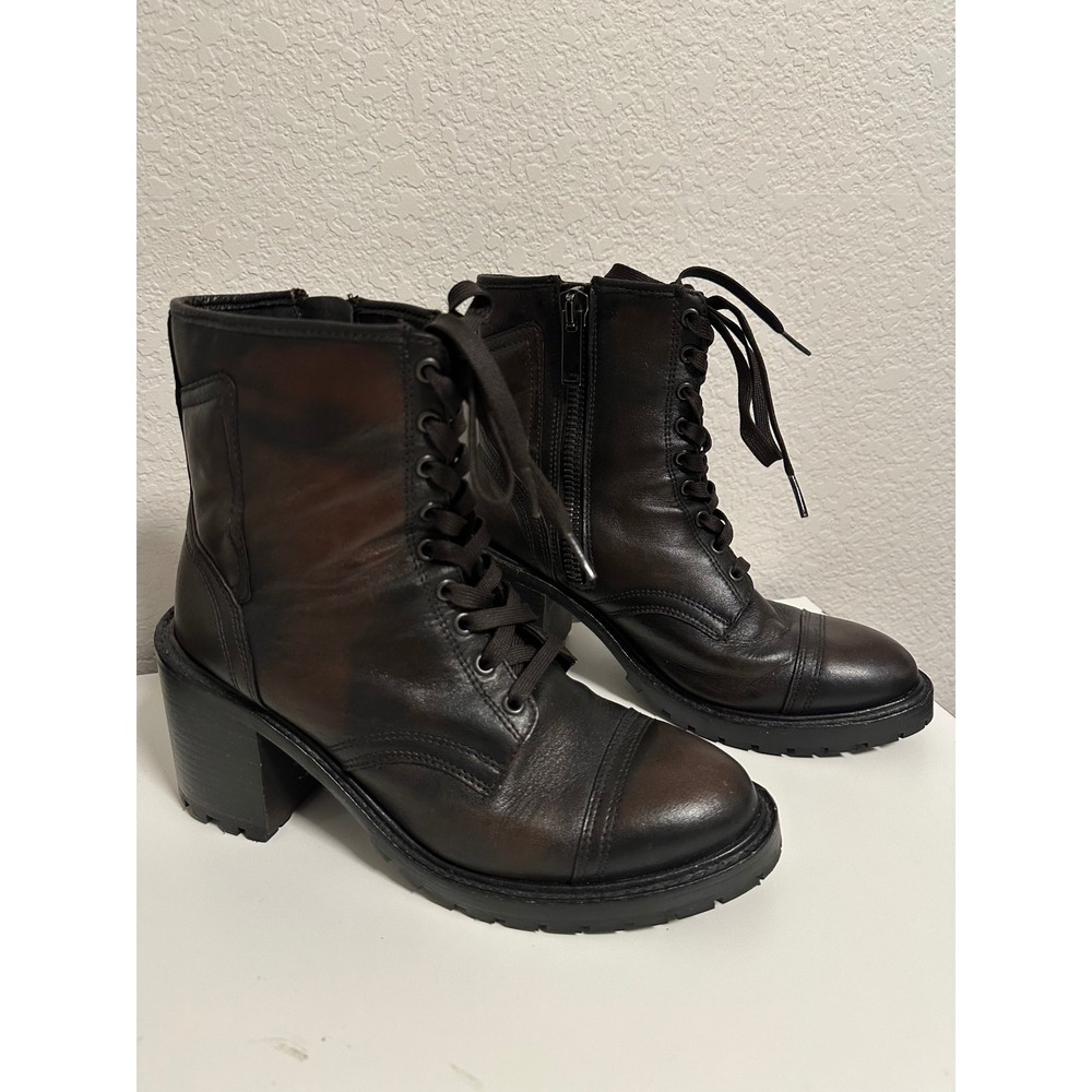 Thursday Boot Co Everyday Dark Brown Distressed Heel Combat Moto Boot Womens 9.5